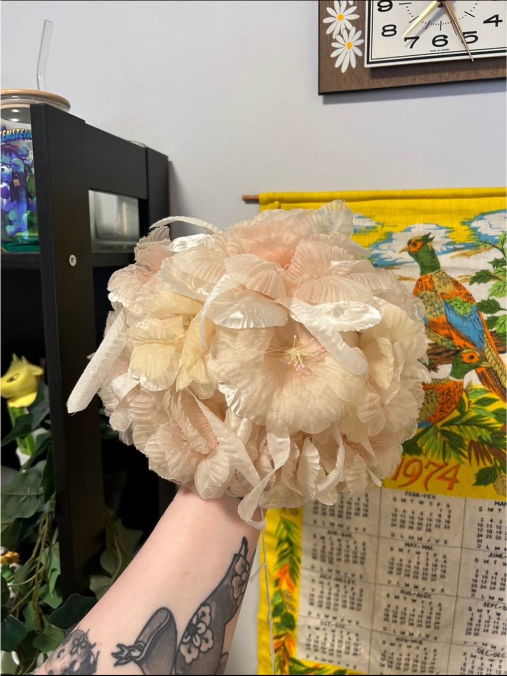 Vintage Pale Pink Silk Flower Hat